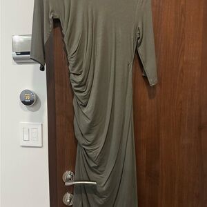 Helmut Lang Long Sleeve Olive Dress
